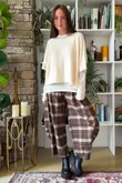 Patrick Plaid Brushed Cotton 7/8 Barrel Pant Chocolate